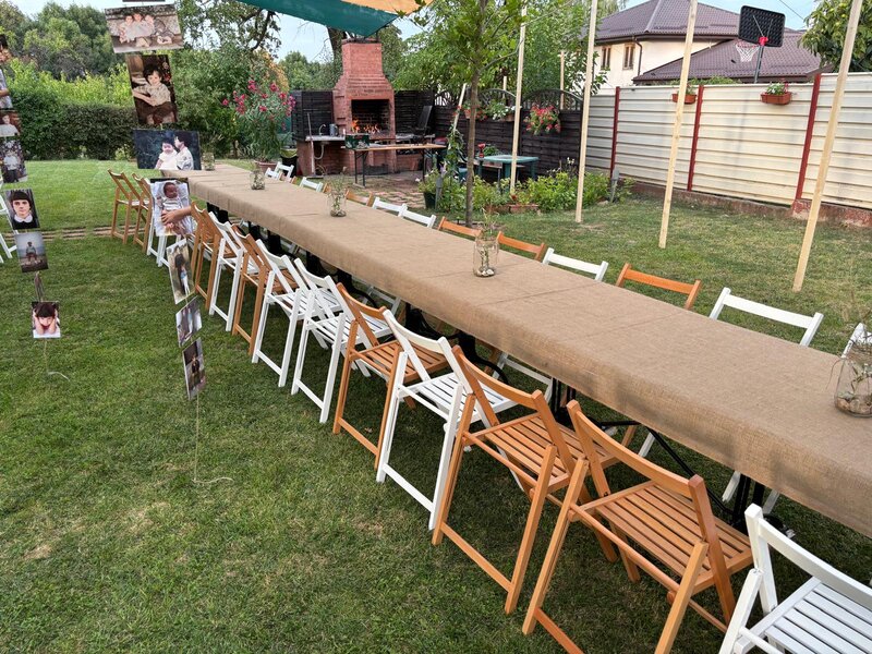 Set masa extensibila + scaune pliante lemn